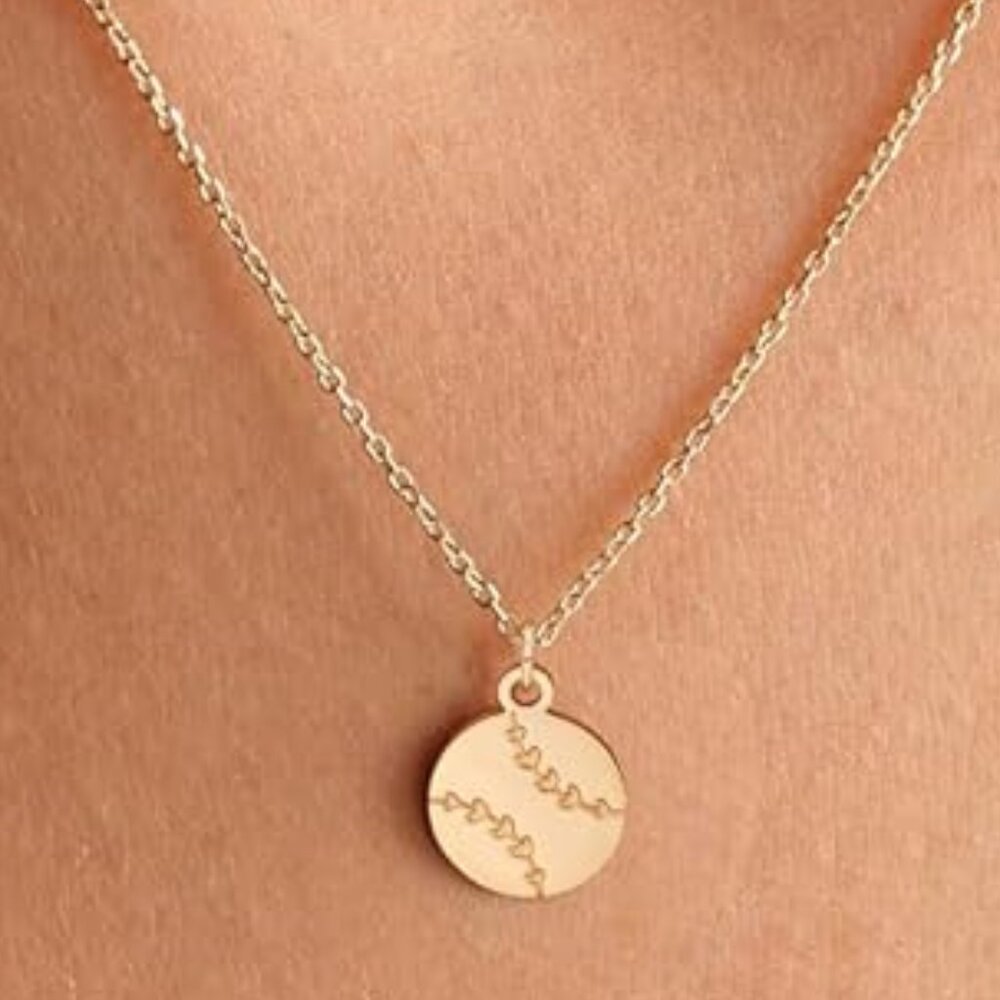 Neiman Marcus 14k Gold Plated Baseball Pendant Necklace